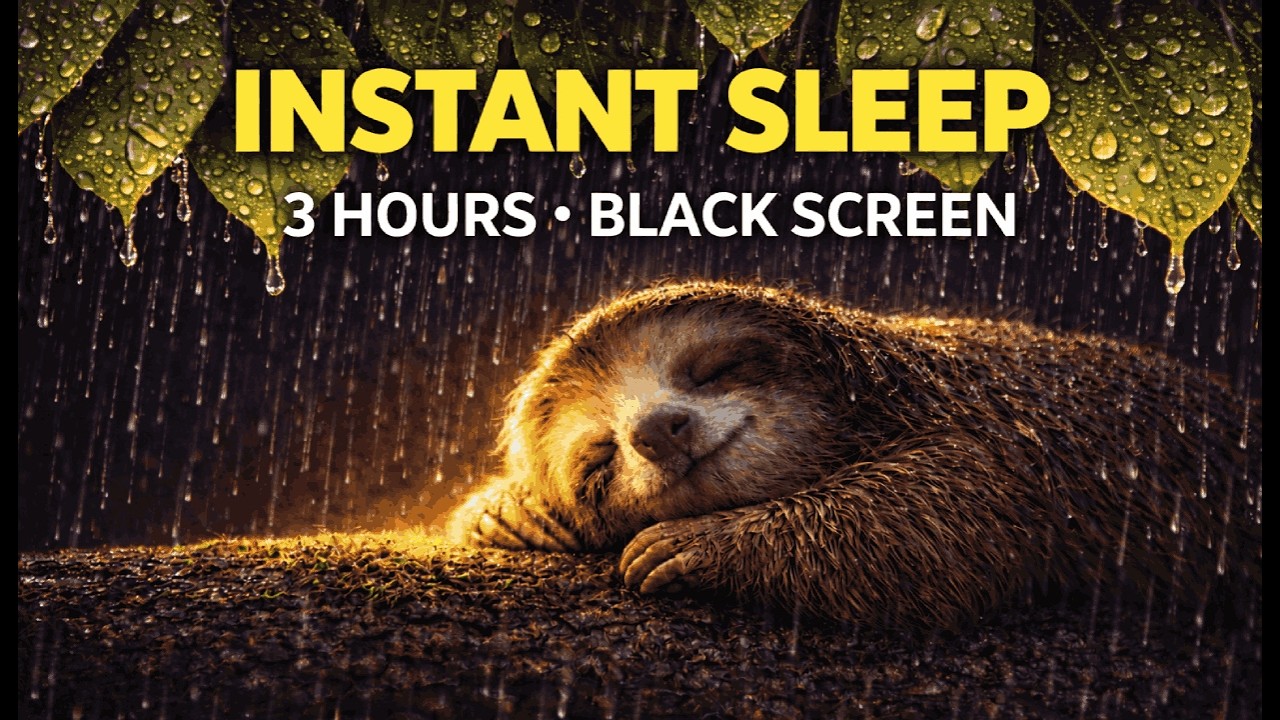 Fall Asleep Instantly with Soft Rain 🦥 Black Screen (3 Hours)