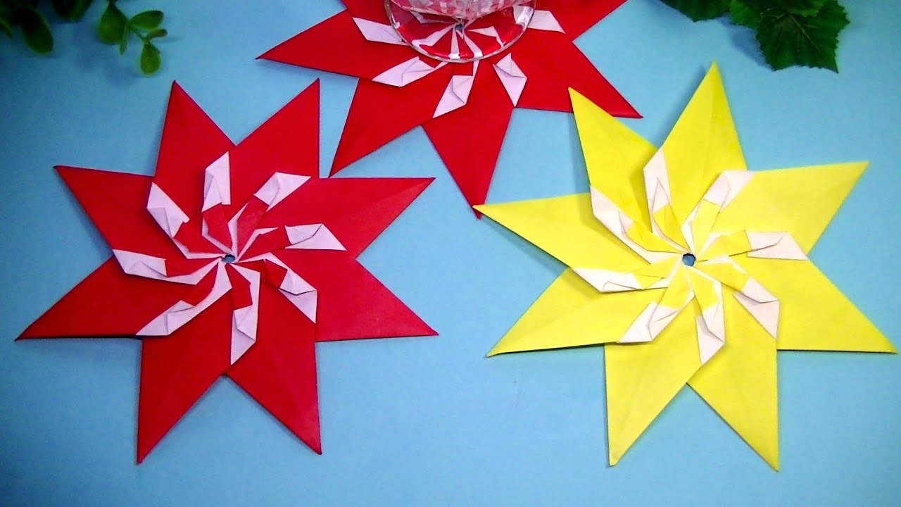 折り紙7.5㎝「４分の１」を８枚と糊を使います・Origami  ・Mr coin origami channel１５