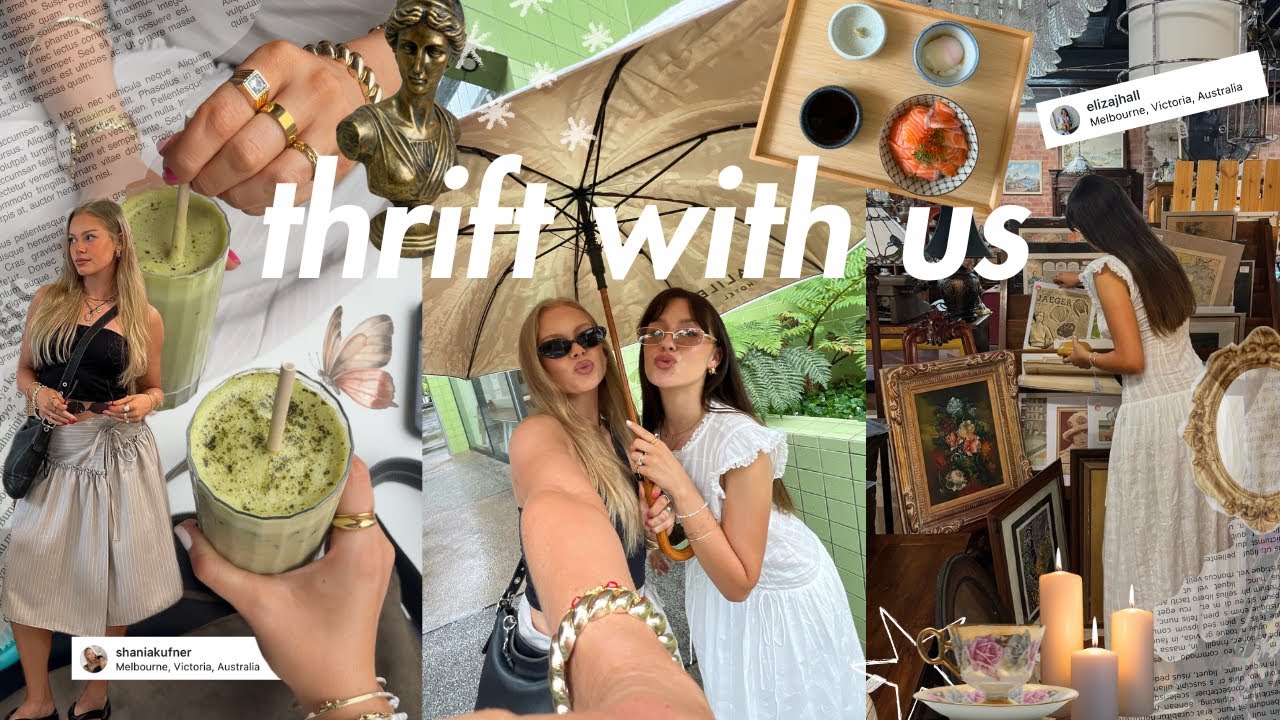 THRIFT WITH ME ౨ৎ˚⟡˖ *rainy day* vintage decor shopping & cafe hopping 2025!!