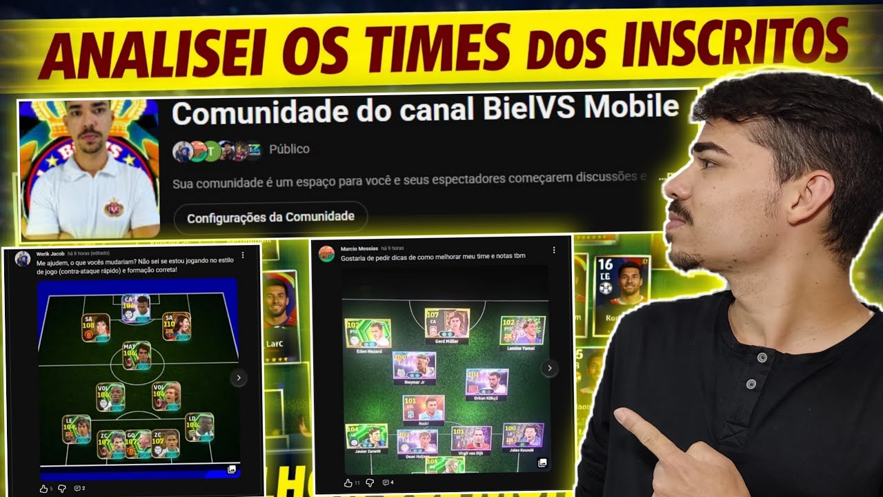 Analisei os TIMES dos INSCRITOS da Aba COMUNIDADE efootball 2026