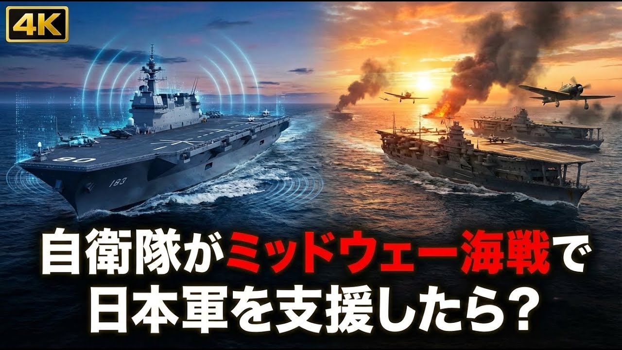 【ミッドウェー勝利】もしも現代の自衛隊がミッドウェー海戦で日本軍を支援したら？太平洋の分岐点を日本が制する【AIシミュレーション】