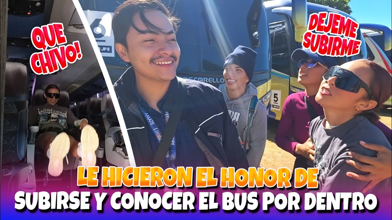 Heydi nunca se había subido a un bus de lujo como este... Le dieron permiso para subirse 😃