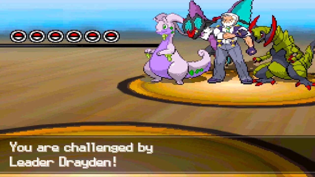 Pokemon Blinding White 2 - vs Gym Leader Drayden (Doubles, Hardcore Mode)