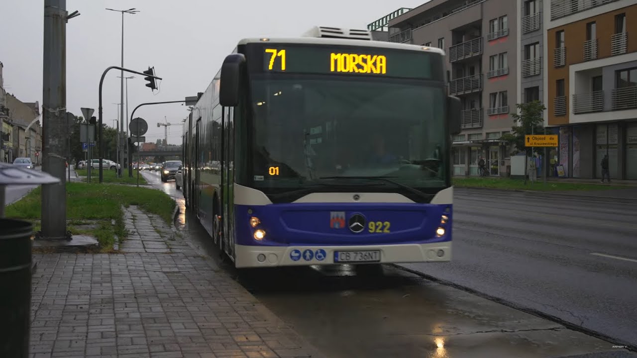 Poland, Bydgoszcz, bus 71 ride from Grunwaldzka - Kanałowa to Garbary