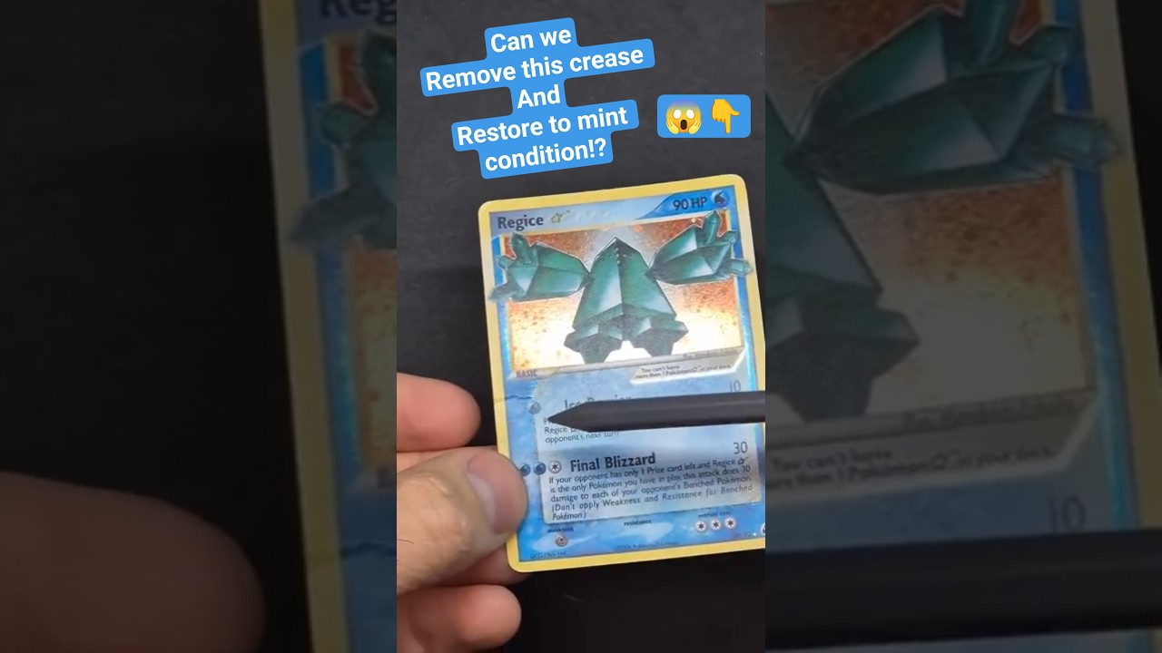 Crease removal Pok&eacute;mon Card Gold star Regice #pokemoncards #pokemontcg #cardrepair #pokemon