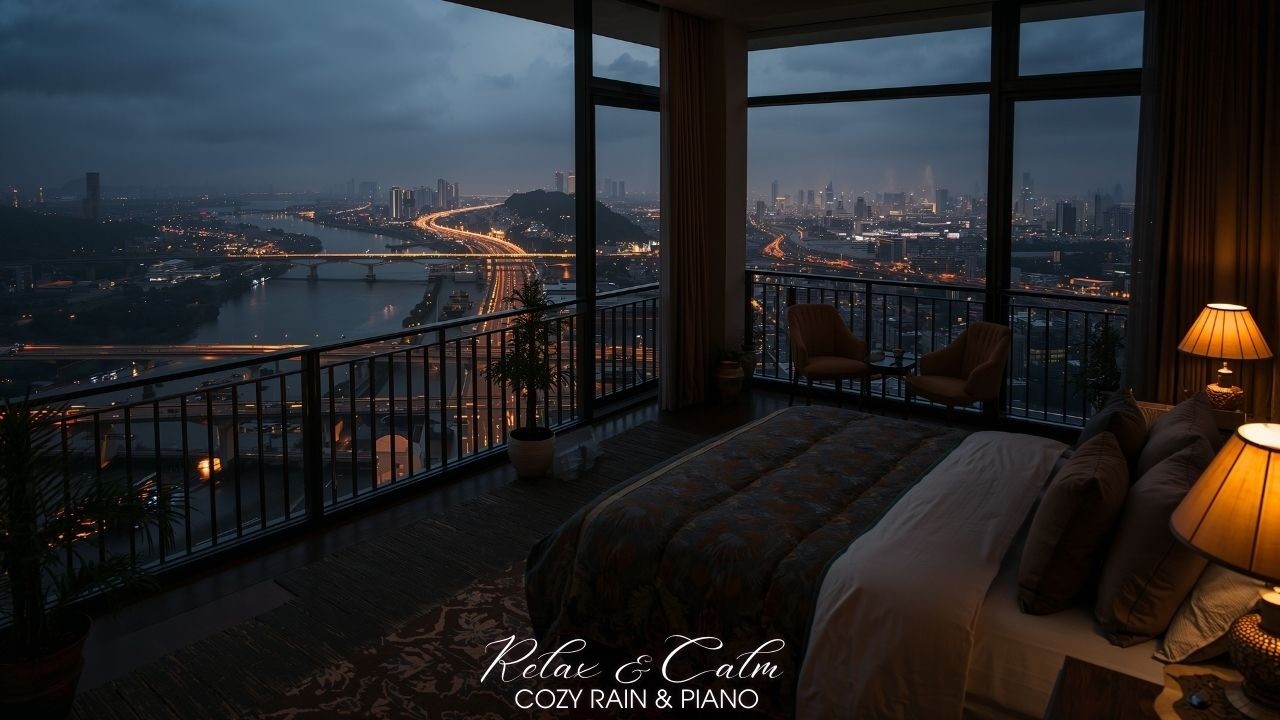 Rain Sounds & Soft Piano 24/7 🌧️🎹 | Deep Sleep City Night (No Talking)