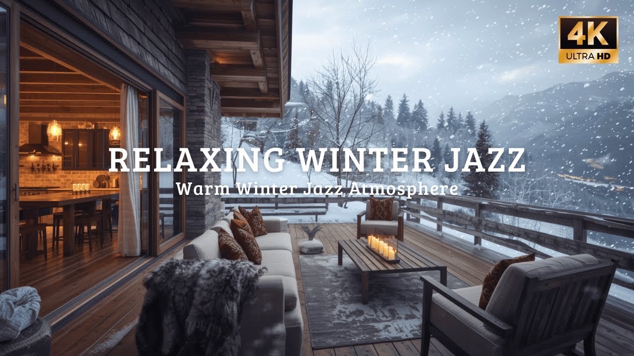 🔴 Peaceful Winter Cabin ❄️ Relaxing Smooth Jazz & Fireplace Sounds (ASMR)