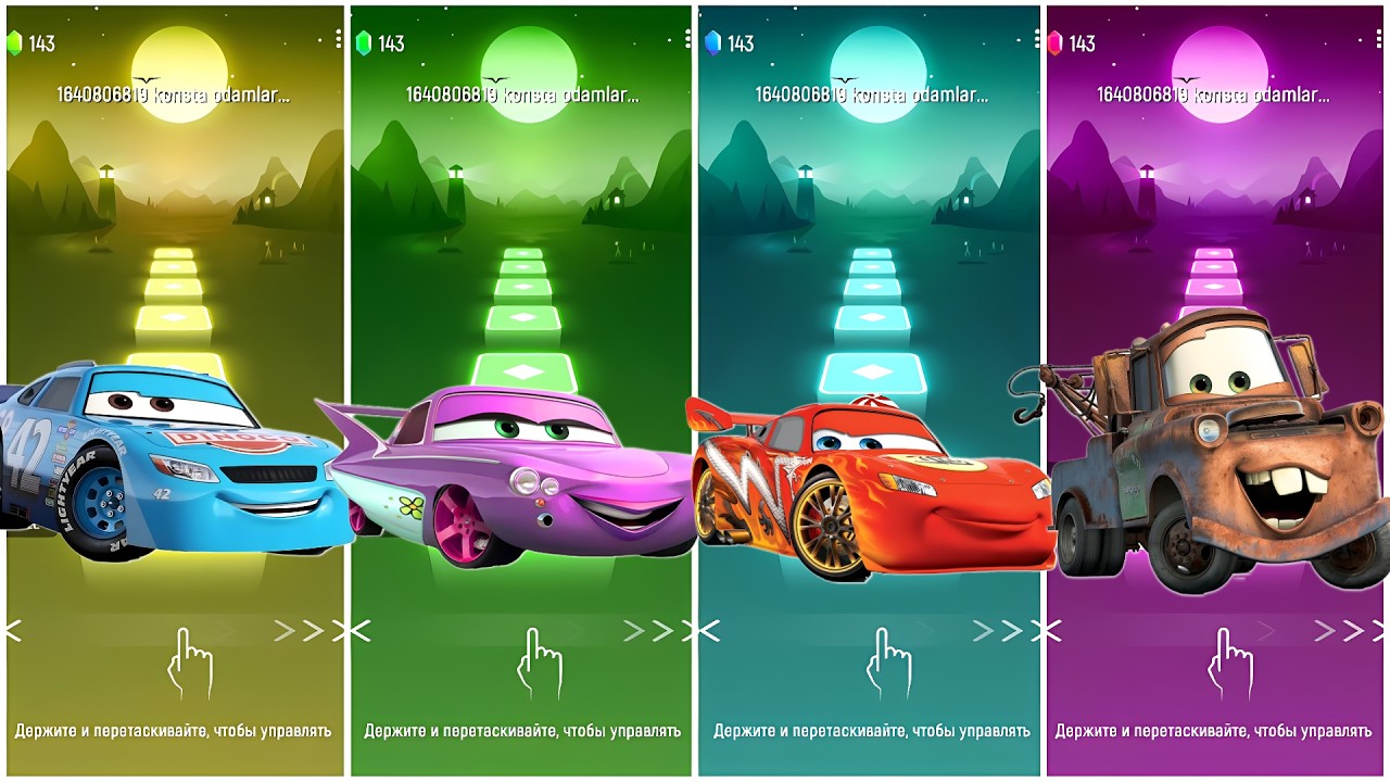 Cars - Cal Weathers 🆚 Flo 🆚 Lightning McQueen 🆚 Mater 🎶 Tiles Hop EDM Rush