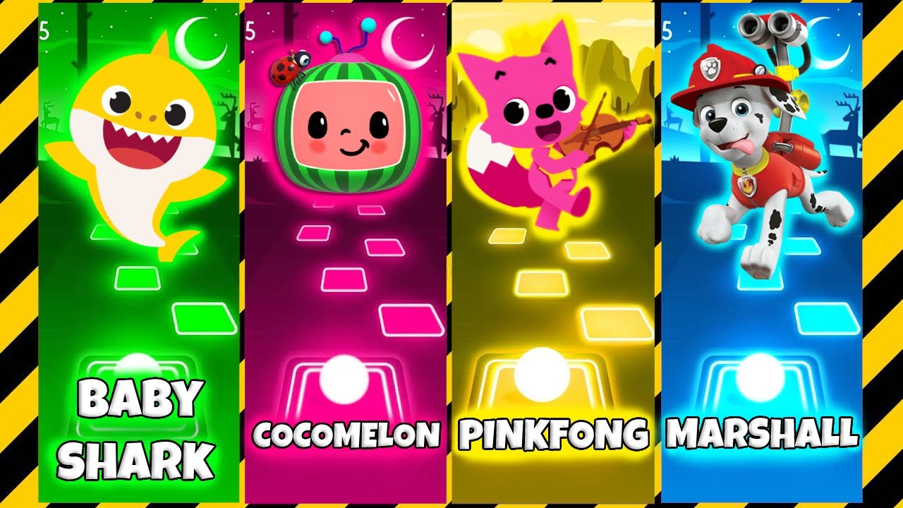 BABY SHARK vs COCOMELON vs PINKFONG vs MARSHALL  PAW PATROL Tiles Hop: EDM Rush!