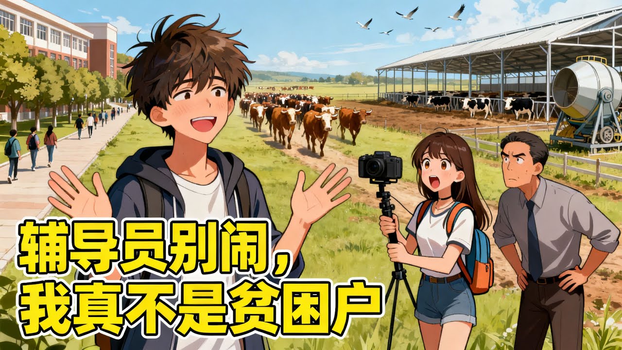 《輔導員別鬧，我真不是貧困戶》好心校花非要幫我申請助學金，我婉拒她還帶直播團隊突襲我家，結果拍到我指揮牛羣如千軍萬馬的豪門日常！#漫畫解說#小說推薦#爽文#異能#無敵流#小左說漫