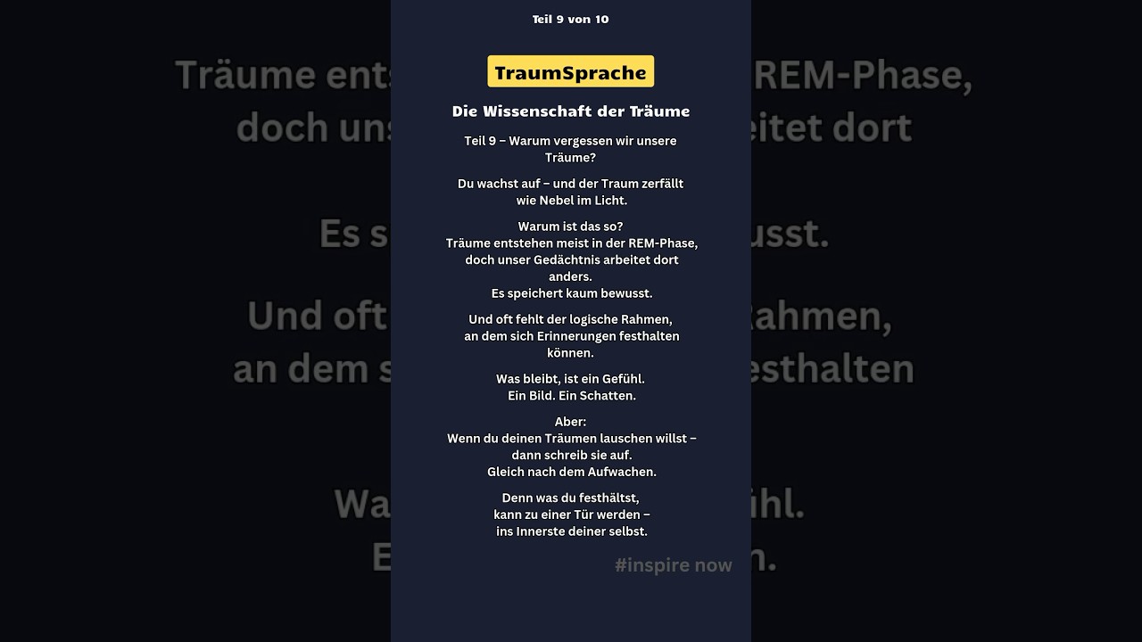 Warum vergessen wir unsere Tr&auml;ume. #traumSprache #psychologie #tr&auml;ume #unbewusstes #selbstverstehen