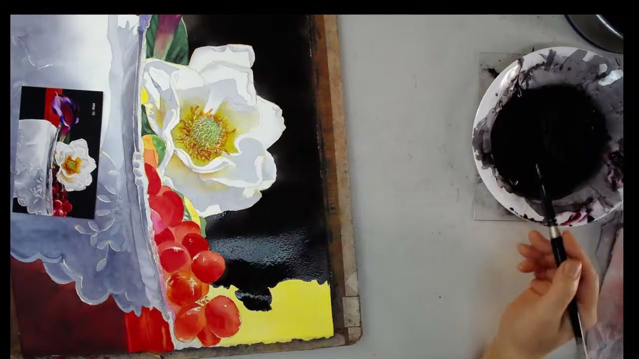 Black Background Watercolor by Soon Y Warren
