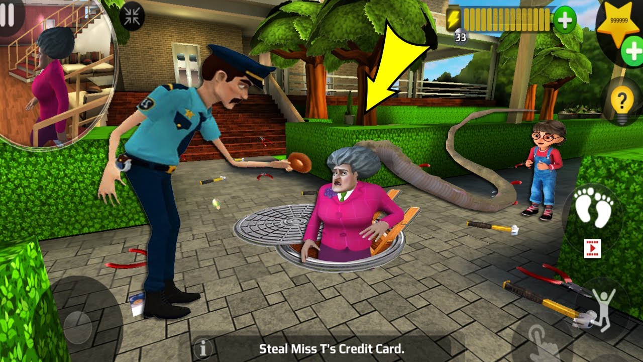 Scary Teacher 3D - New updater - troll Miss T fell face down so fun part 5470#scaryteacher3d