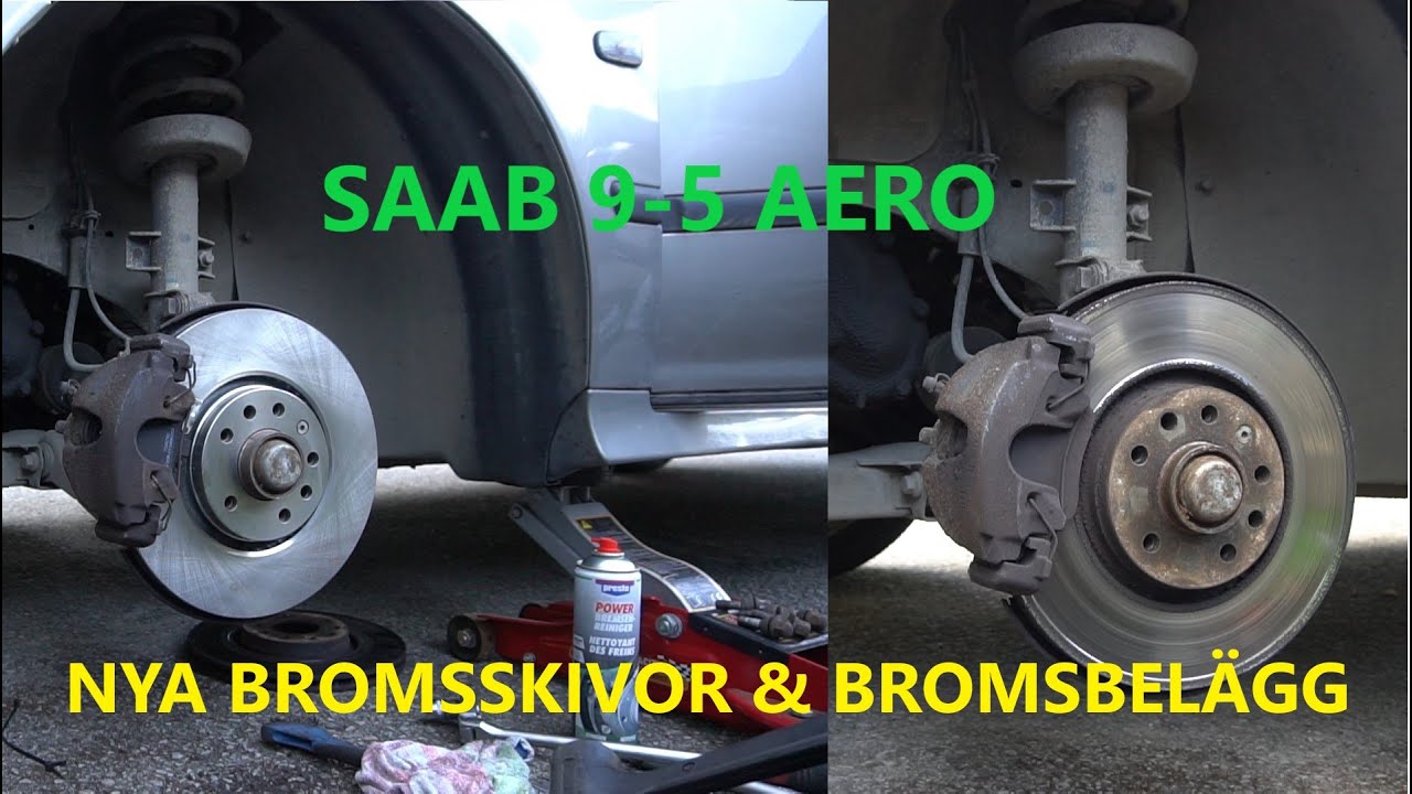 BYTE BROMSSKIVOR OCH BROMSBELÄGG FRAM PÅ SAAB 9-5