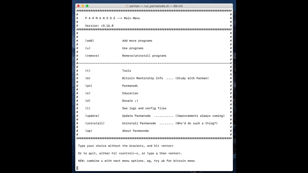 Installing a Bitcoin Node and Sparrow Wallet on a Mac with Parmanode in 9 minutes