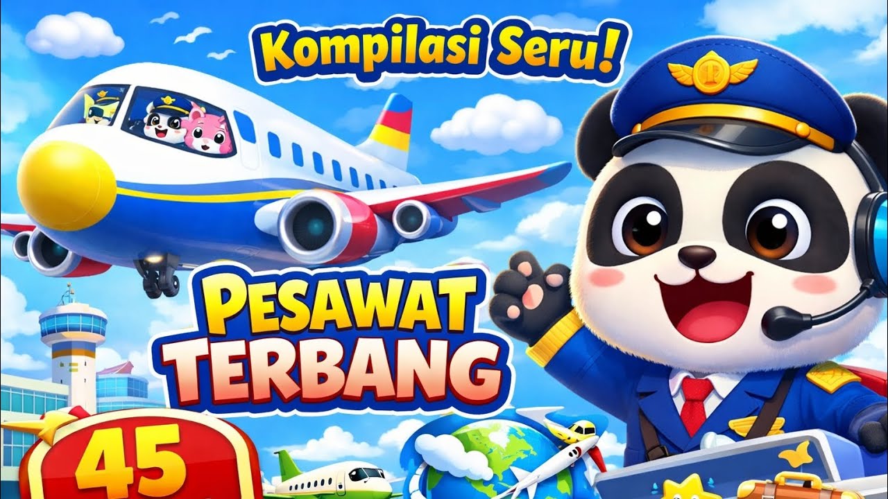 Kompilasi Panjang BabyBus ✈️ Pesawat Terbang Seru | Petualangan Terbang 45 Menit 🐼