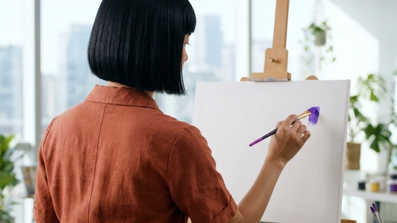 Watch This Blank Canvas Turn Into a Glowing Winter Forest ❄️🌄 Acrylic Painting for beginners