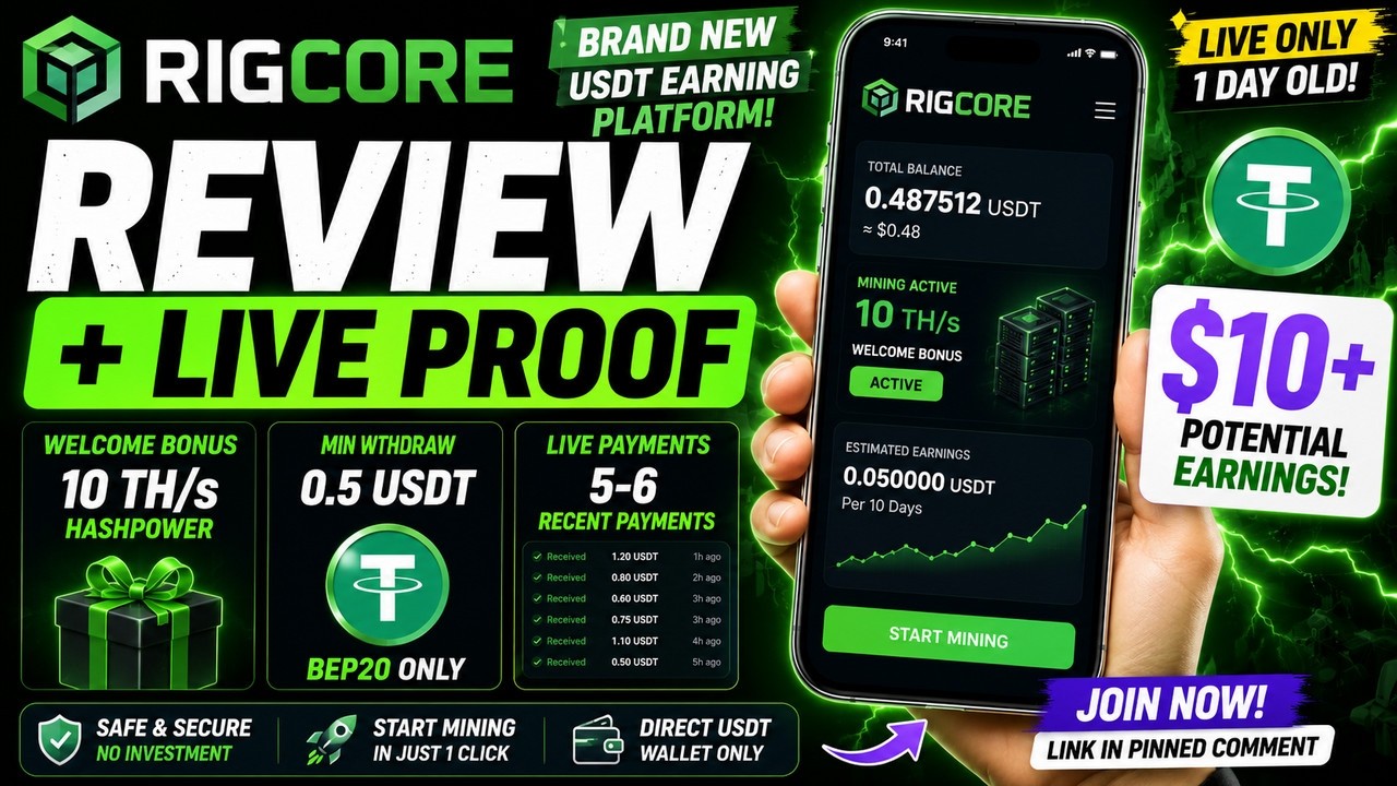 New USDT Earning Website Just Launched | RigCore Review