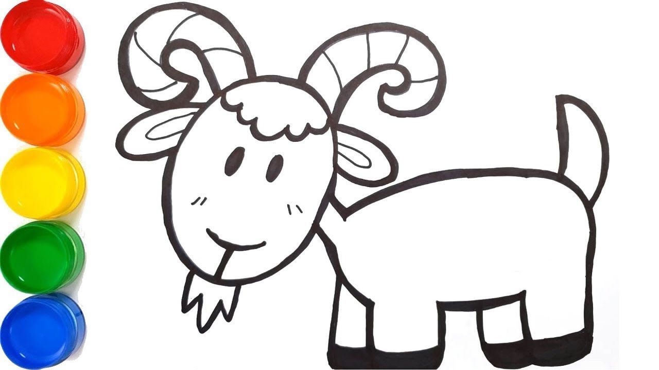 How to Draw a Goat | Animals Drawings, Painting and Coloring for Kids and Toddlers