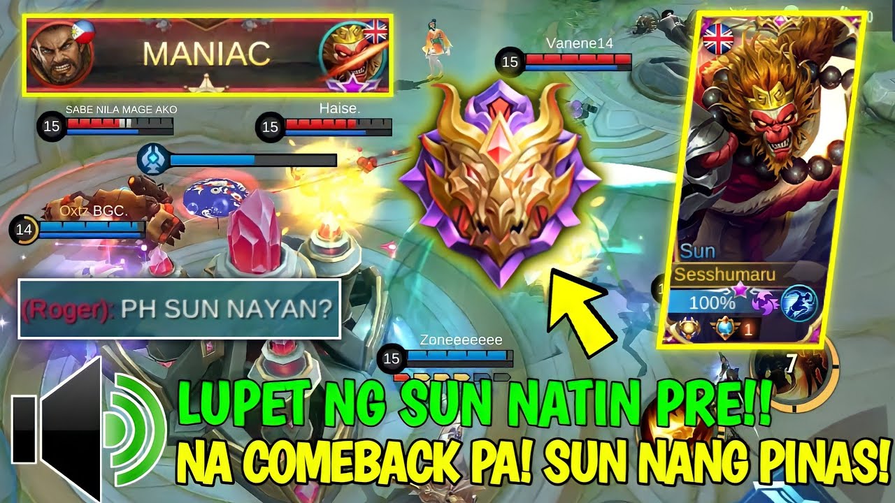 TOP PHILIPPINES SUN KAYA MAG BUHAT KAHIT SA MYTHICAL GLORY!! | OPEN MIC | Supreme No.1 Sun - MLBB