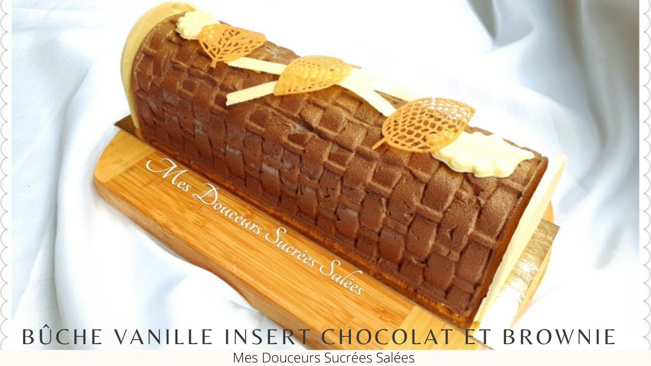 Bûche Vanille insert crémeux chocolat et brownie