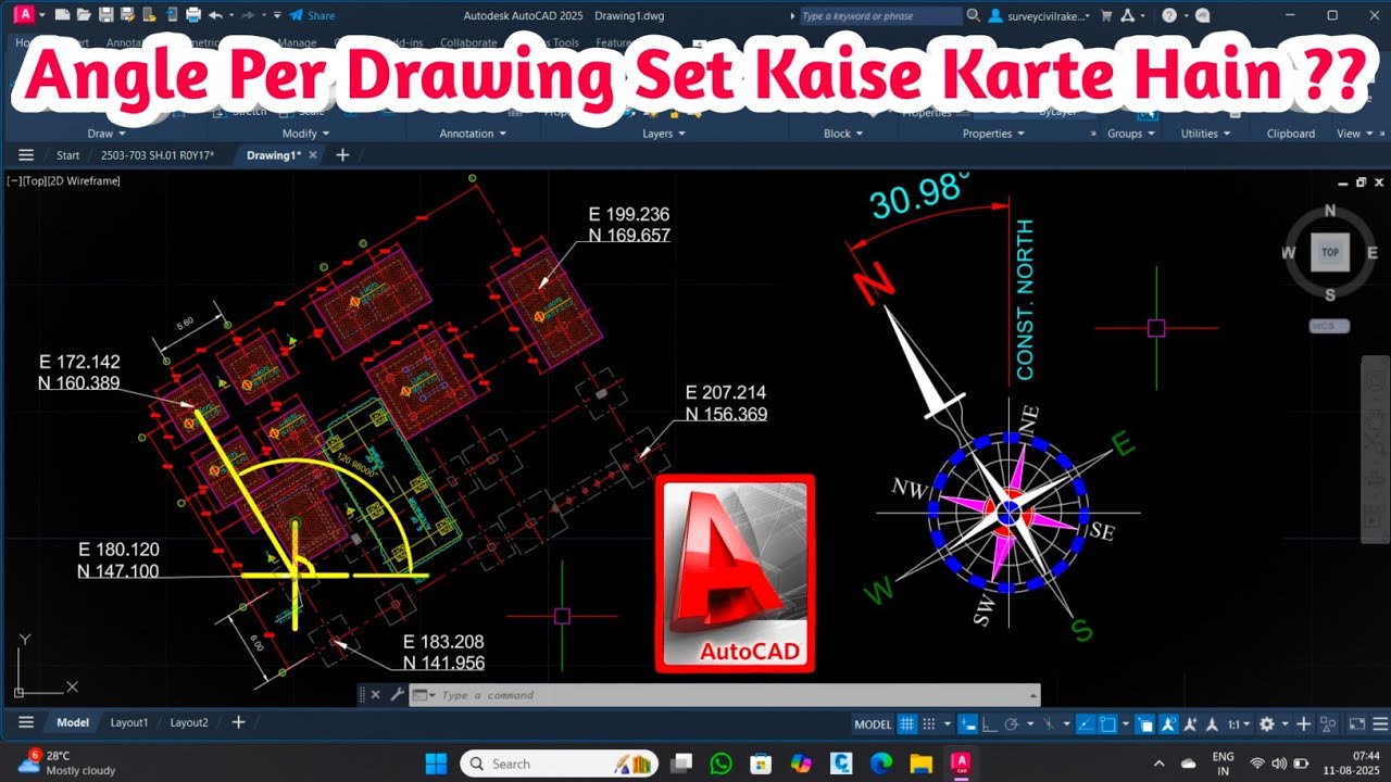 How do you set a drawing at an angle? || How to setup drawing with angle 