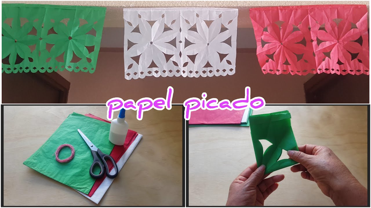 TR&Oacute;JKOLOROWY PAPEL PICADO DO OZDOBANIA PRZYJĘCIA MEKSYKAŃSKIEGO.