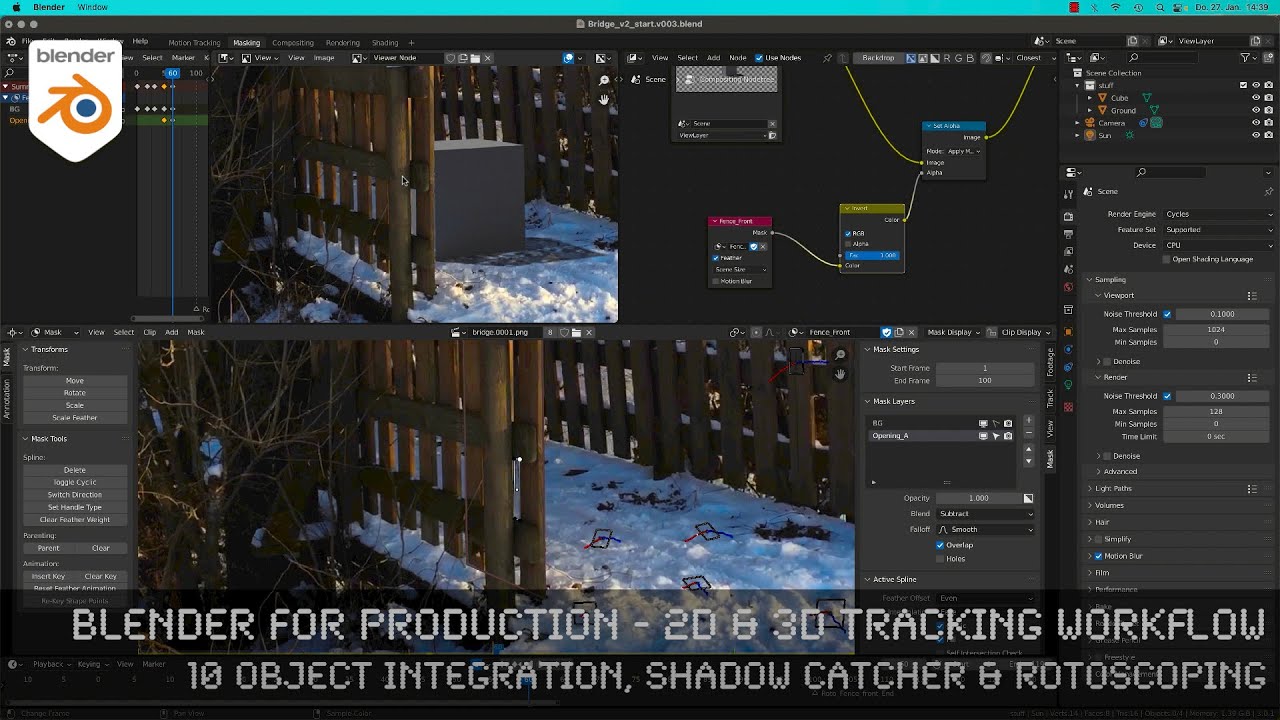 Blender 3.0 for Production - 2D & 3D Tracking Workflow - 10 3D-Integration, Shadowcatcher & Masking
