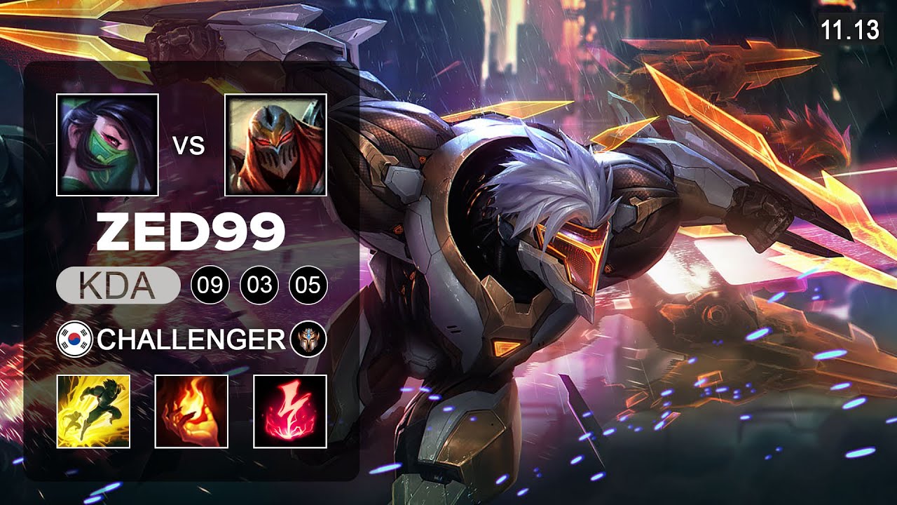 ZED99 Zed Mid vs Akali - KR Challenger Patch 11.13