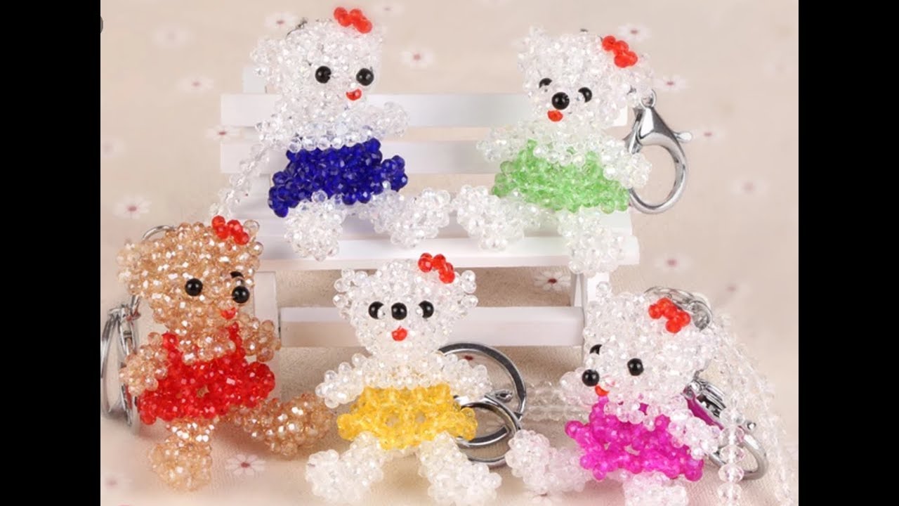 DIY kawaii Bead teddy bear (part 2)水晶串珠教学 可爱的坐姿泰迪熊（二）