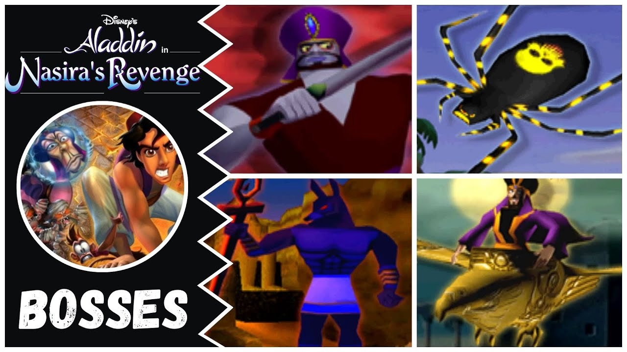 DIsney's Aladdin - Nasira's Revenge - All Bosses (No Damage) // Sony Playstation 1 (PS1)