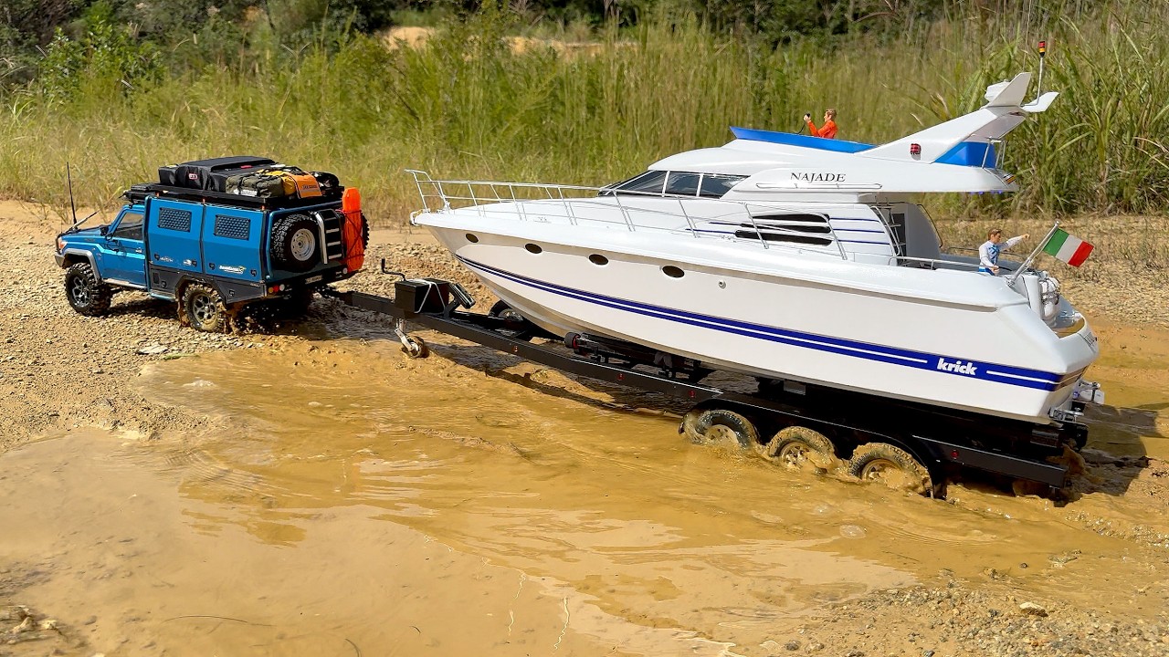 TOYOTA LC70 (BRX01) | 1/10 RC Car | RC Boat & Trailer | KIRCK Najade & BigDog Boat Trailer 5