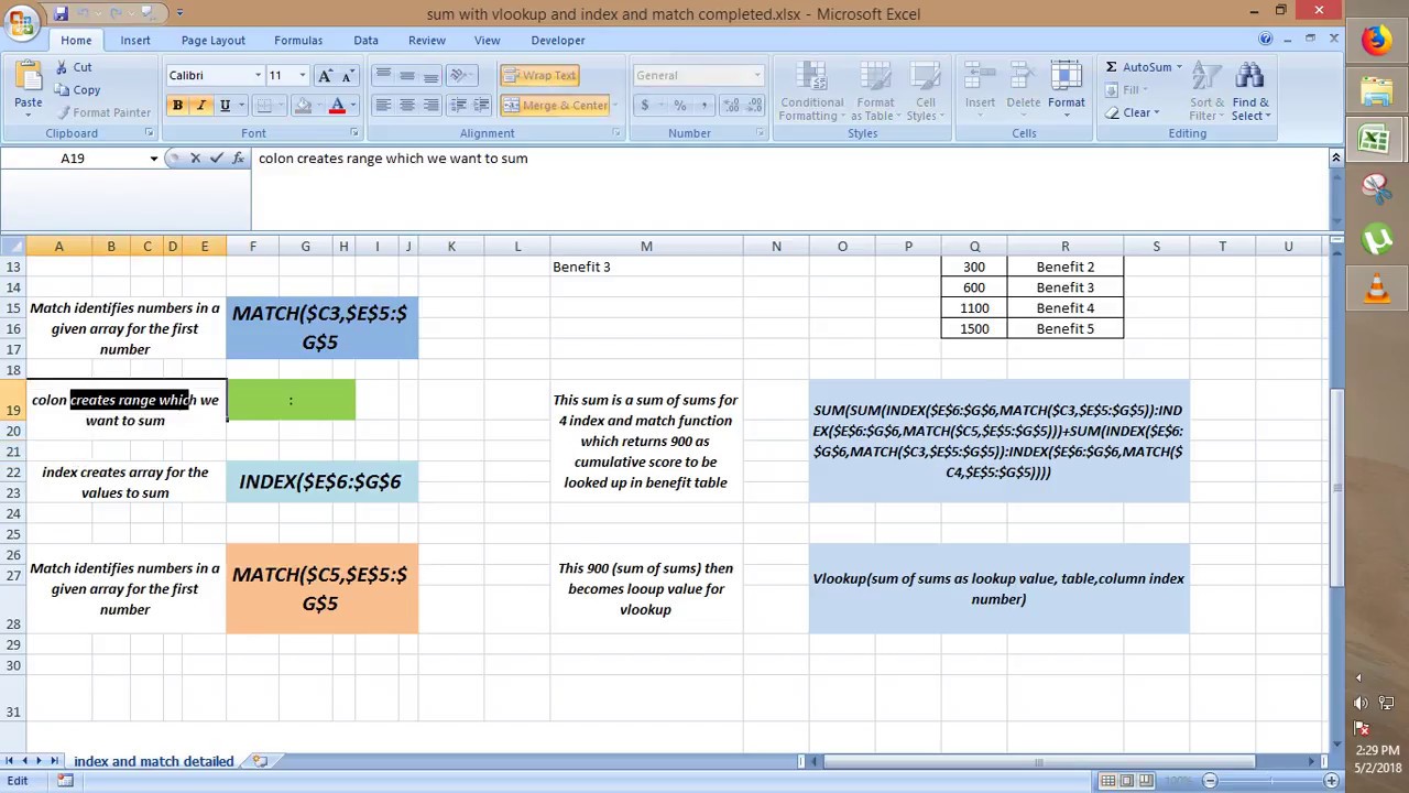 Sum index match vlookup match