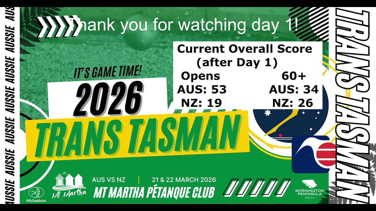 2026 Petanque Trans-Tasman Championship Day 1 - 21/3/2026