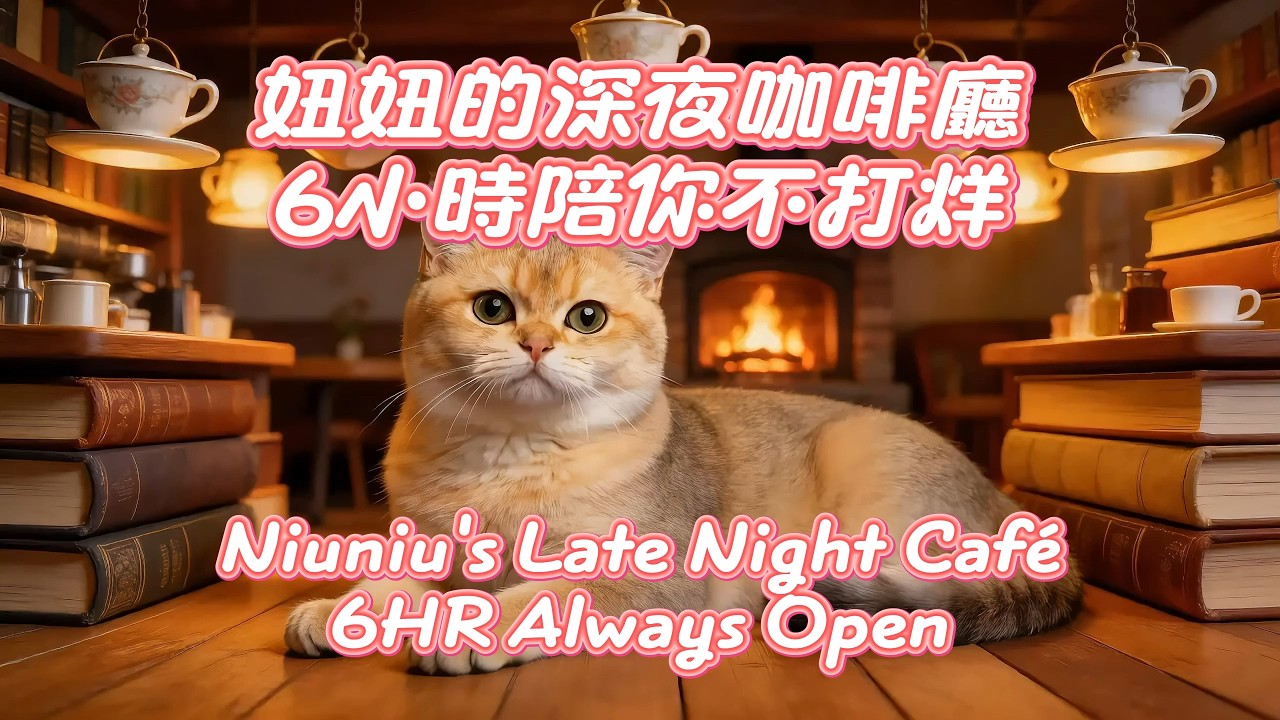 暖燈黑膠貓咪陪讀！妞妞咖啡廳6小時Lofi 今晚不孤單英：Cozy cat café lofi 6HR！Warm lamp vinyl piano keeps you company