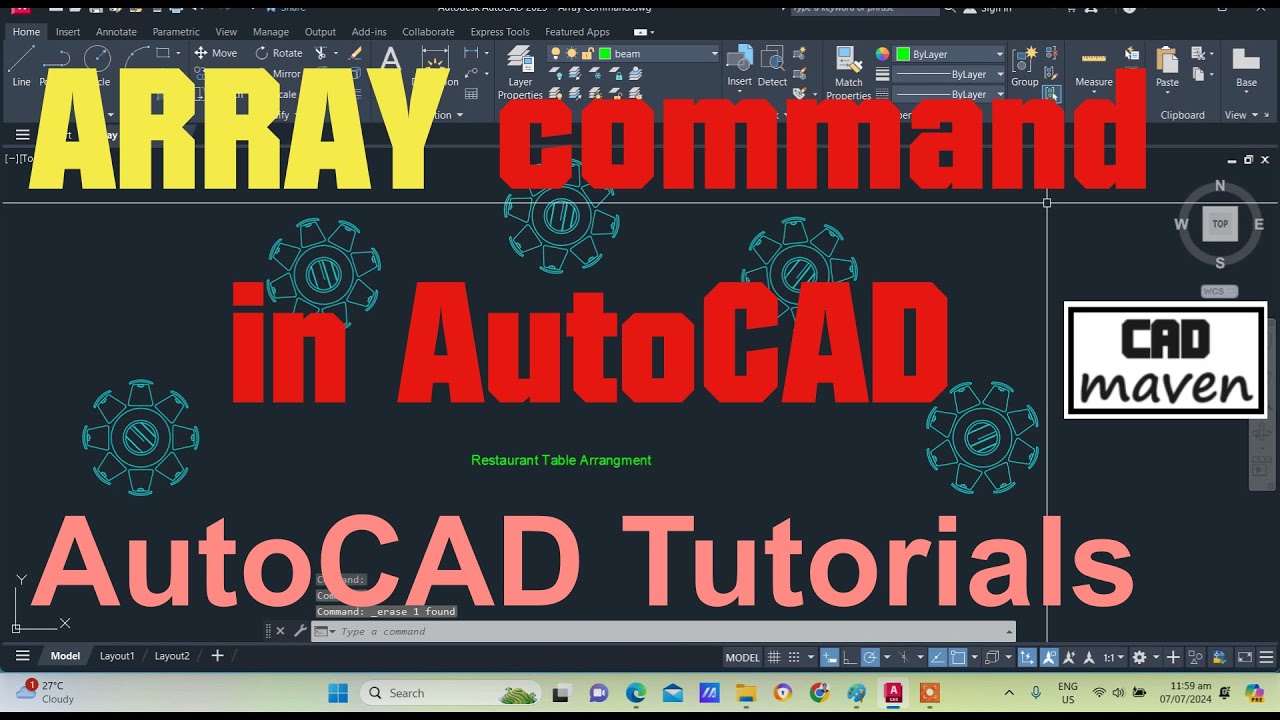 ARRAY command in AutoCAD | AutoCAD Tutorials