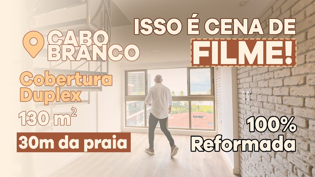 Cobertura Duplex em Cabo Branco João Pessoa, 130m2 e 30m da praia, CENA DE FILME!