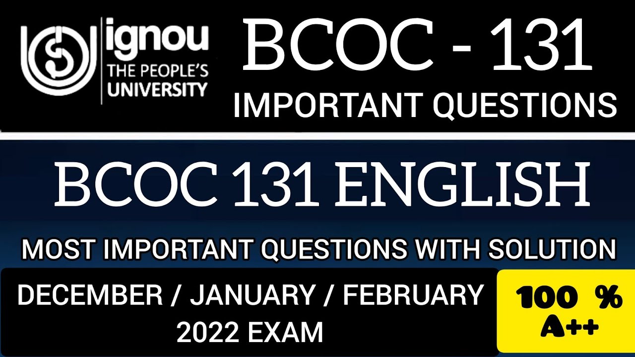 BCOC 131 IMPORTANT QUESTIONS ENGLISH | BCOC 131 IMPORTANT QUESTIONS WITH SOLUTION 2022 | BCOC 131