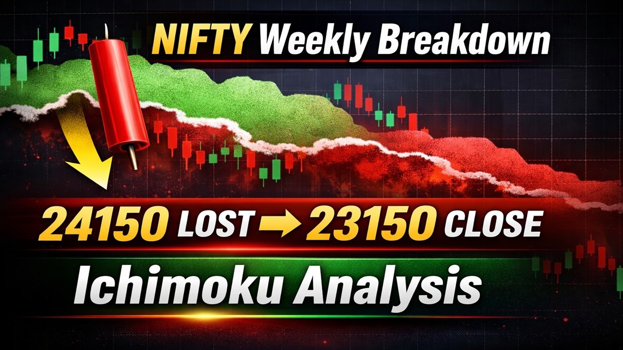 NIFTY Weekly Market Review | Ichimoku Chart Analysis | 24150 Breakdown & Bearish Close Near 23150