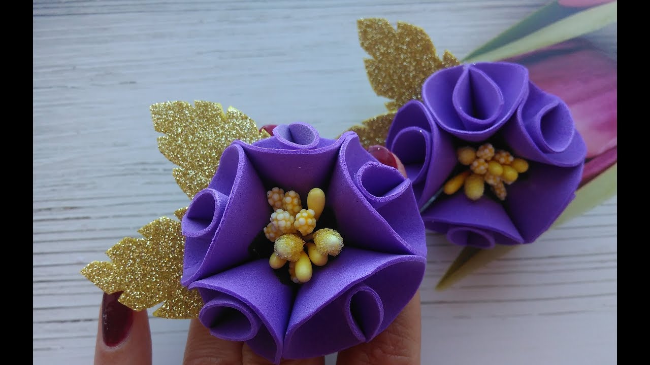 Резинки для волос Цветы из фоамирана  / Hair bands Flowers Tamarana
