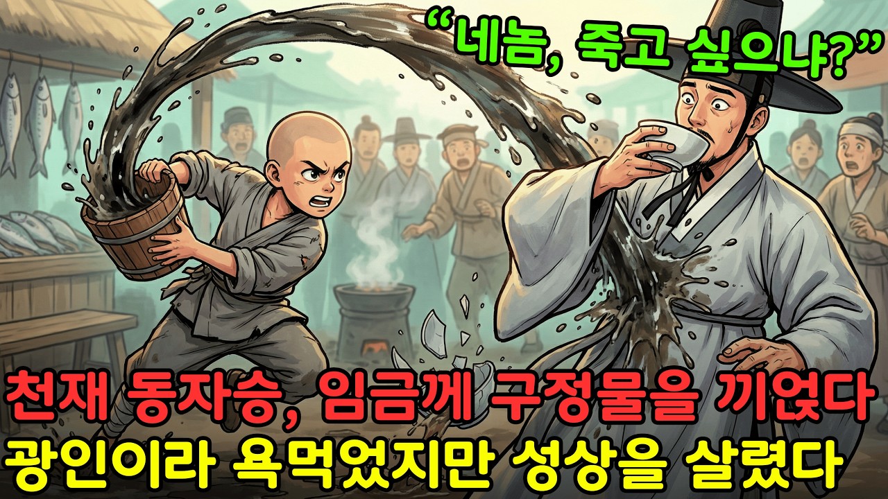 천재 동자승이 암행 중이던 임금께 구정물을 끼얹자 모두가 미쳤다 했으나, 실은 임금의 목숨을 구한 것이었다