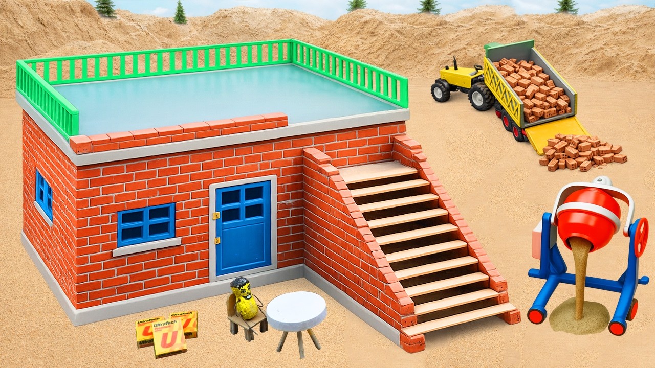 Two Robbers Destroy a Mini Brick House🏚️ | DIY tractor🚜- Based House Building Science Project