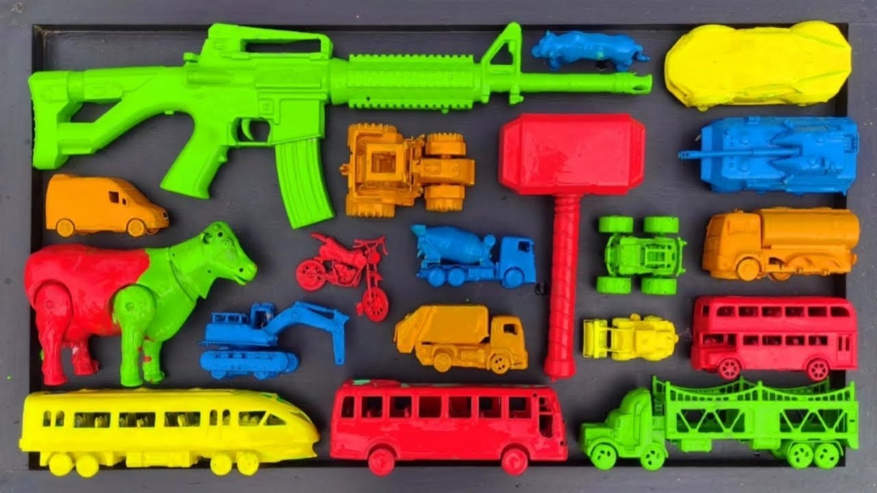 Membersihkan Mainan Mobil Balap, Truck Sampah, Kereta Api, Bus Telolet, Excavator, Tank, Ambulance