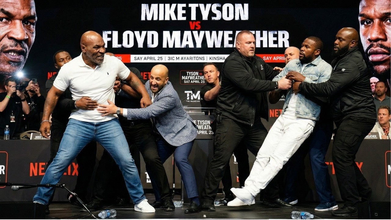 Mike Tyson ALMOST Fights Floyd Mayweather! INSANE Press Conference FACE-OFF