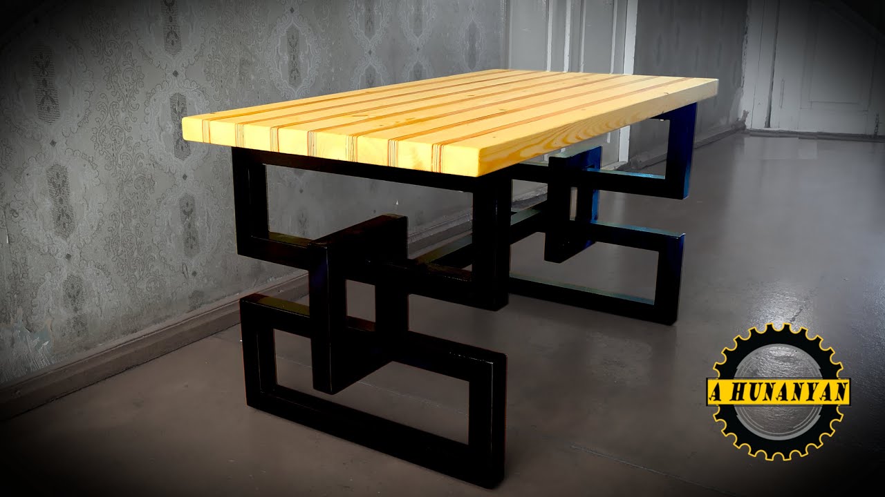 DIY Industrial Wood and Steel Coffee Table With