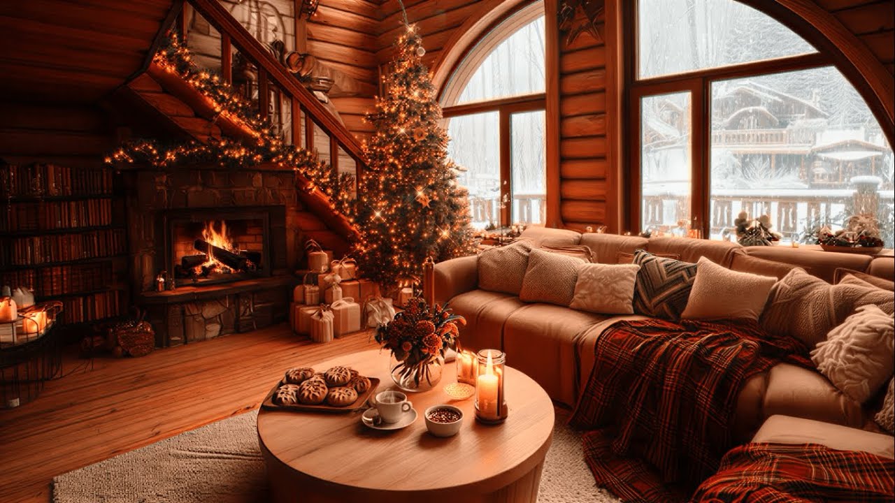Christmas Jazz Relaxing Music by the Fireplace for Sleep | Cozy Holiday Ambience 1