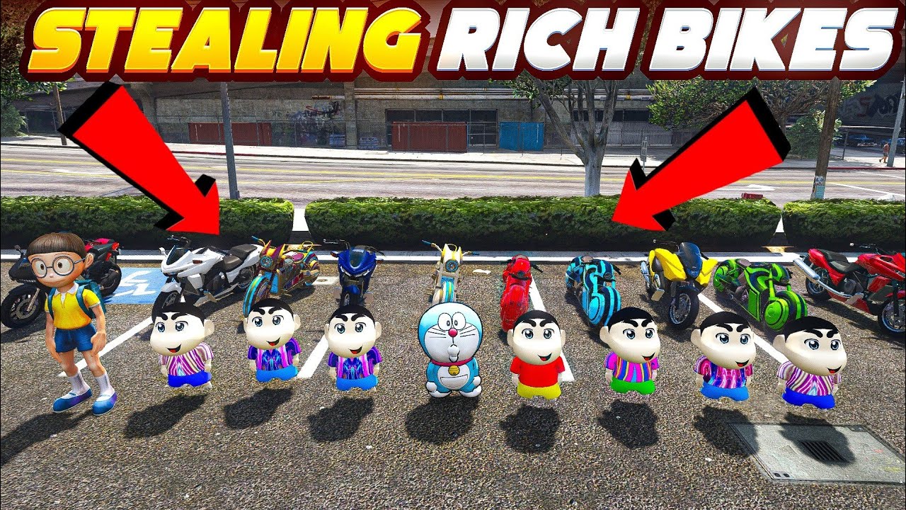 Stealing Costly Bikes Sinchan Doraemon GTAV Grand Theft Auto