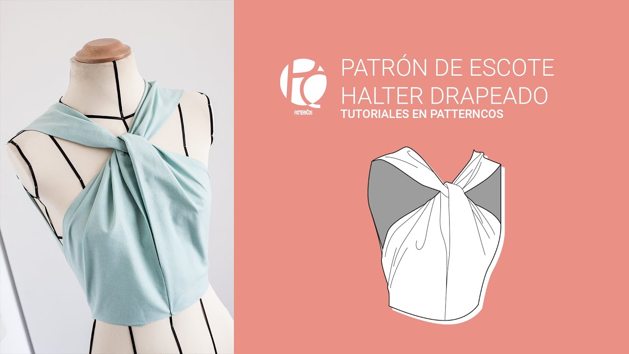 Tutorial top con escote halter drapeado con nudo