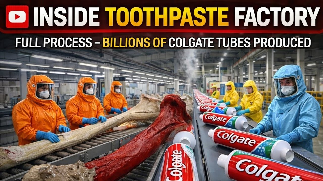 Why Toothpaste Companies Use 😱 Bones? | Colgate Factory Process #factoryprocess #viral #ai #colgate 