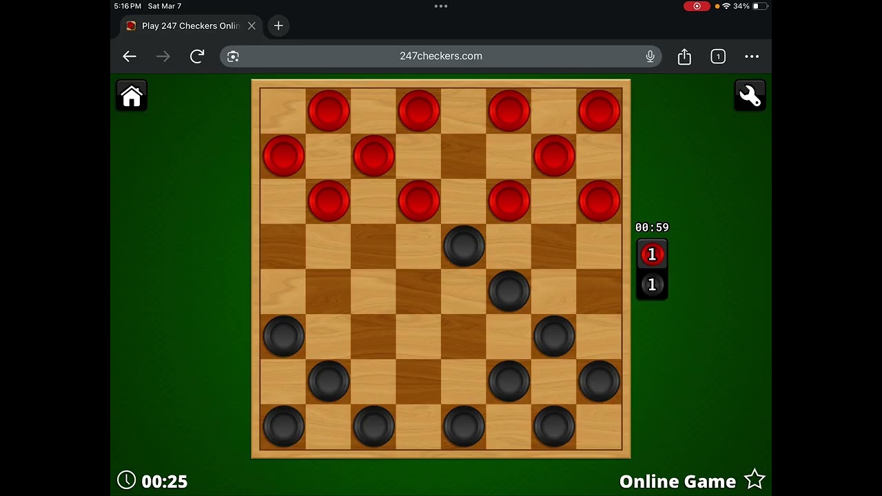 Crashing out in checkers 